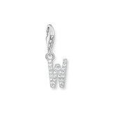 Thomas Sabo Charm-Anhänger Buchstabe W mit Weissen Steinen Silber - 1960-051-14